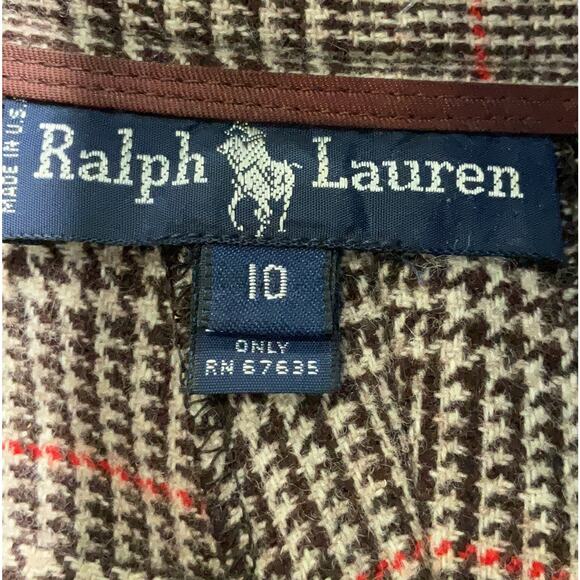VTG Ralph Lauren Plaid Wool Grey High rise Cropped Pants Equestrian 10 - Picture 4 of 4